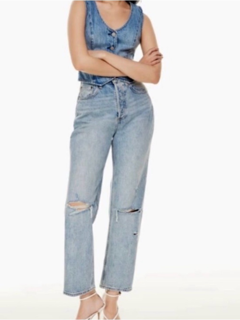 Aritzia denim forum joni high rise loose jeans size 24